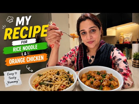 Orange Chicken with Rice Noodles| Recipe Vlog Itne Dino Baad ❤️| My Healthy Recipe thumbnail