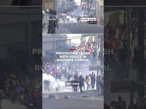 Protesters clash with police in Bolivia’s capital thumbnail