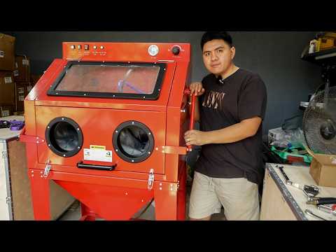 Dual Gun 350L Sandblasting Cabinet unboxing and Booster Gun test thumbnail