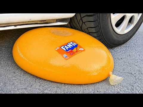 FANTA COCA COLA BALLOON VS CAR, Coca Cola Zero, PowerAde, Fanta, Sprite, Fruko and Mentos Diff Unde thumbnail