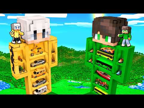 COSTRUIAMO un GARAGE per AUTO dentro STATUE GIGANTI su Minecraft! thumbnail