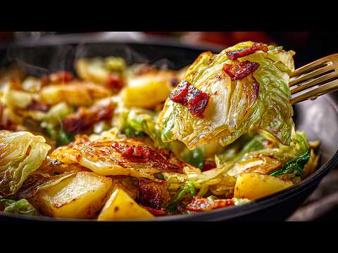 Bacon Fried Cabbage - Southern Fried Cabbage - 100 Year Old Recipe ❗ Quick One-Pan Dinner ❗ thumbnail