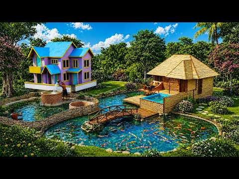 Best Top 2! How To Build Mud House, Bamboo House, Pool, Underground Well And Fish Pond By Ancient thumbnail