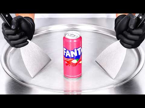 Fanta Lychee - Ice Cream Rolls | ASMR Satisfying thumbnail