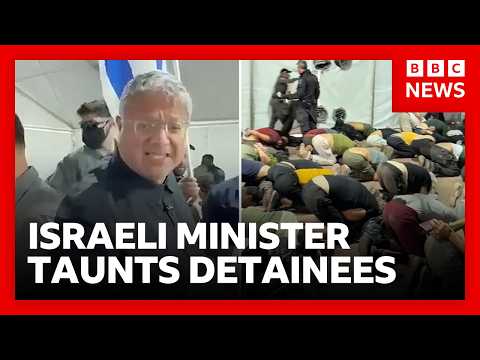 Far-right Israeli minister condemned for taunting handcuffed Gaza flotilla activists | BBC News thumbnail