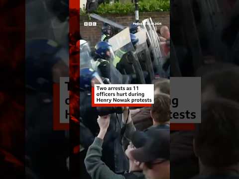 Two arrests as 11 police officers hurt during Henry Nowak protests. #BBCNews thumbnail
