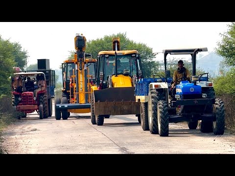 Escort Hydra & ACE Hydra Crane Rescued TATA 18 Tyre Truck | JCB 3dx Loading Mud New Holland 3630 4wd thumbnail