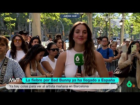 Fiebre por Bad Bunny en Barcelona: sus fans se agolpan para ver al cantante - Más Vale Tarde thumbnail