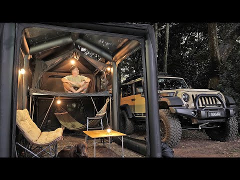 THIS 2-STORY TENT Blew My Mind! 🤯 SOLO Rain forest Camping & Korean BBQ ASMR thumbnail