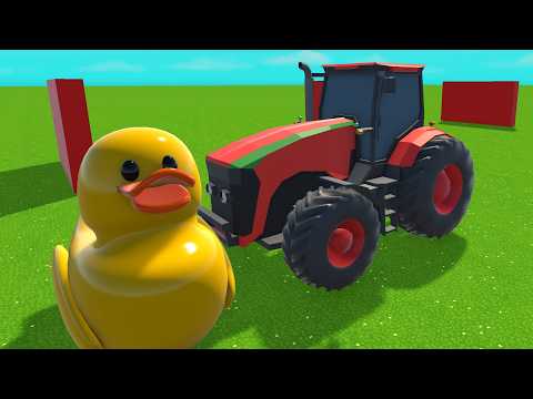 Tractor vs Giant Yellow Duck! Loader Crushing Glass Bottles & Big Cow 🐄 thumbnail