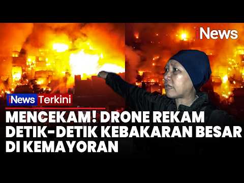 MENCEKAM! Drone Rekam Detik-Detik Kebakaran Besar Landa Kemayoran, Warga Panik Berhamburan thumbnail