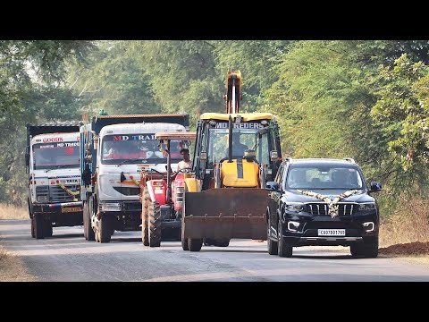 JCB 3dx Eco Xpert Loading Mud in Mahindra NOVO 605 | TATA Signa 3530 Tipper | Tata 2518 Truck thumbnail