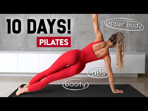 The PERFECT FULL BODY Pilates Challenge - Do This for 10 Days! Upper Body, Booty & Abs, No Equipment thumbnail