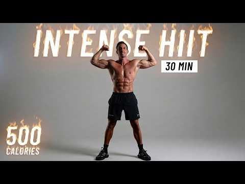 30 Min Fat Burning HIIT Workout - Full body Cardio, No Equipment, No Repeat thumbnail