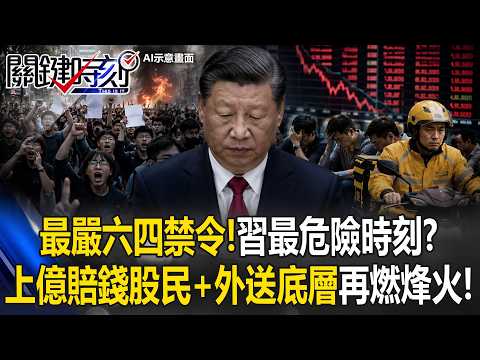 最嚴六四禁令！習近平最危險時刻？「上億賠錢股民＋外送新農工」恐再燃烽火！【關鍵時刻】20260604-4  張炤和 黃世聰 林廷輝 張禹宣 thumbnail