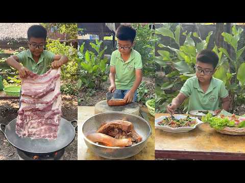 Chef Seyhak: Yummy crispy pork cooking | Harvest vegetable and cooking thumbnail