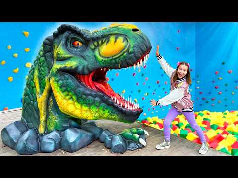 Dinosaurs in Real Life on kids Playground with Sofia and Max thumbnail