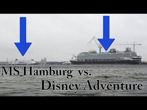 Disney Adventure meets MS Hamburg  28 years age difference between these ships, both built in Wismar thumbnail