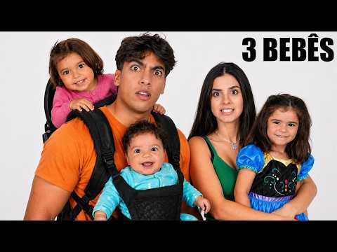 FOMOS PAIS DE 3 BEBÊS POR 24 HORAS! *conseguimos?* thumbnail