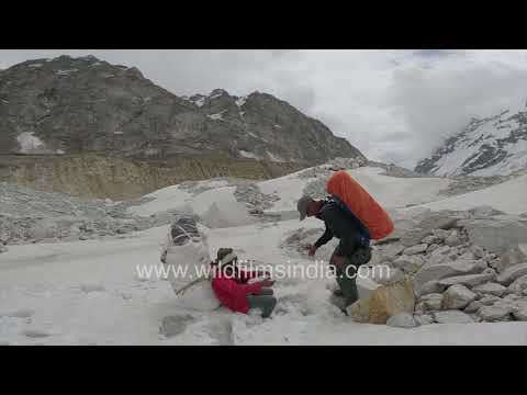 High altitude Himalayan trekking and glacier walking to Chaukhamba Col in Garhwal, Uttarakhand thumbnail