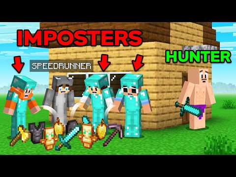 Minecraft Speedrunner Vs 4 Hunters But 3 Are IMPOSTERS thumbnail
