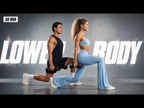 30 Min Lower Body Dumbbell Workout for Strong Legs & Glutes at Home thumbnail