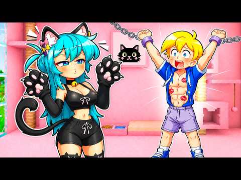 IMPRESSIONO una RAGAZZA GATTO con i MIEI MUSCOLI Su Minecraft! thumbnail