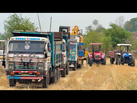 JCB Excavator 205 NXT making Pond for Fish farming TATA 2518 Tippers Mahindra NOVO 605 Tractors thumbnail
