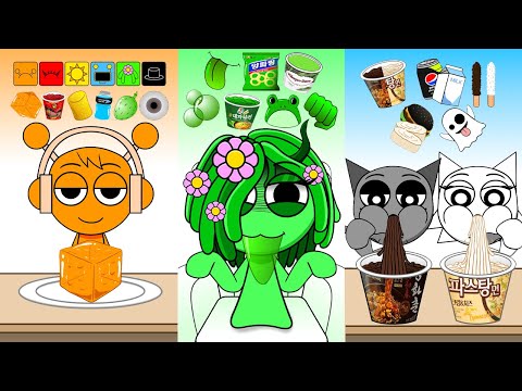 Sprunky's Emoji Challenge Ramen, Tteokbokki, Kimbap, and Chicken Mukbang thumbnail