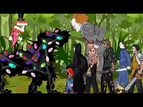 Pomni vs Jason Voorhees, Freddy Krueger, Michael, Penny Wise, Chucky Drawing cartoon 2 thumbnail