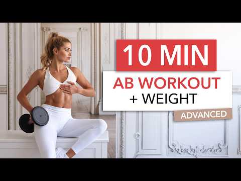 10 MIN AB WORKOUT + WEIGHT - floor only, build muscle SIZE, gym style I Dumbbell + Bench / Sofa thumbnail