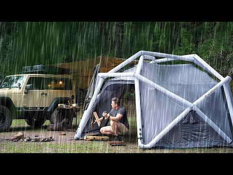 German Tent in the RAIN 🌧️, Finetuned SOLO Car Camping [ Relaxing Nature sounds ASMR ] thumbnail