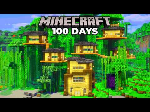 I Spent 100 Days Building a JUNGLE TREEHOUSE in Minecraft thumbnail