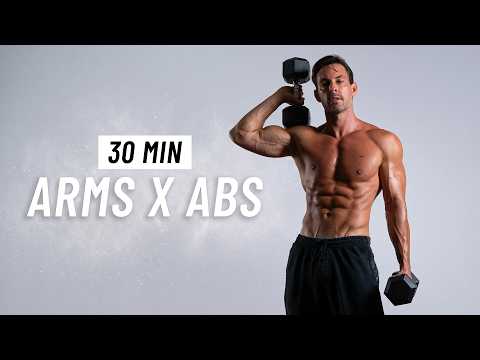 30 Min Arms & Abs Dumbbell Workout At Home - Strong Arms & Defined Abs thumbnail