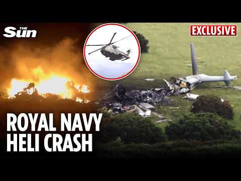 Shocking! Royal Navy helicopter explodes midair & crashes into a field, leaving no hope of survivors thumbnail