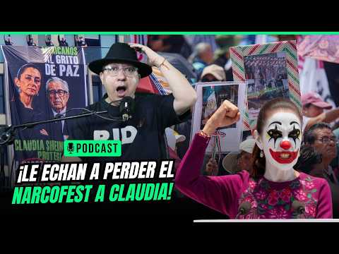 CLAUDIA está FURIOSA! Le echaron a perder el NarcoFest: Cuelgan LONA de PROTESTA durante su discurso thumbnail
