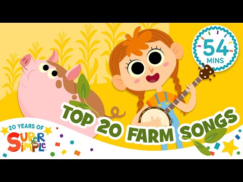 Top 20 Farm Songs! | Moo! 🐮 Quack! 🦆 Neigh! 🐴 | Super Simple’s 20th anniversary | Super Simple Songs thumbnail