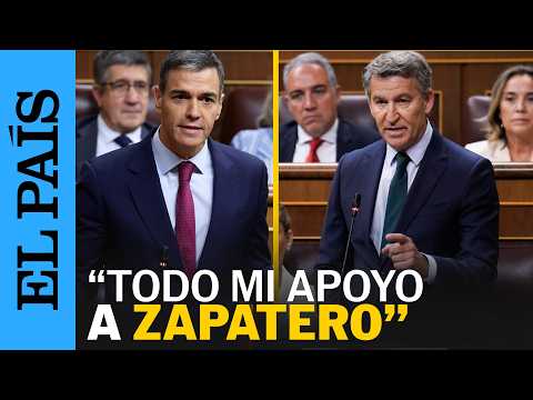 ZAPATERO | Sánchez, en su cara a cara con Feijóo: "Todo mi apoyo al presidente Zapatero" | EL PAÍS thumbnail