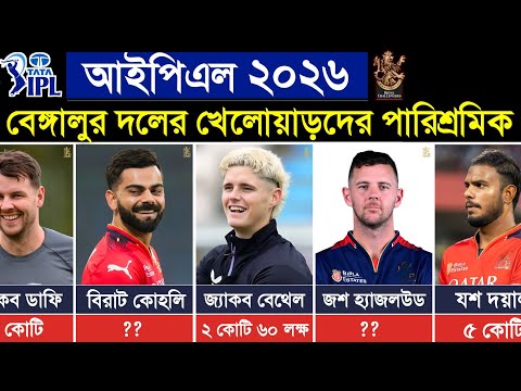 আইপিএল ২০২৬ - রয়েল চ্যালেঞ্জার্স খেলোয়াড়দের পারিশ্রমিক। IPL 2026 RCB Players Price thumbnail