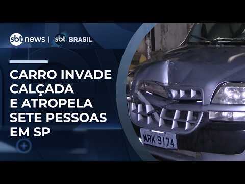 Carro invade calçada e atropela sete pessoas perto de estação em SP | #SBTBrasil thumbnail