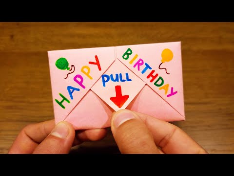 DIY Paper SURPRISE MESSAGE CARD | Pull-Tab Origami Envelope thumbnail