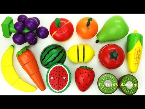 Fun Learning Names of Fruit and Vegetables with Wooden Toys Toy cutting velcro Good Education videos thumbnail