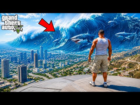 FRANKLIN Faced The WORLD’S BIGGEST TSUNAMI To Save His Twin Brother in GTA 5 Telugu | Dhanu Dino thumbnail