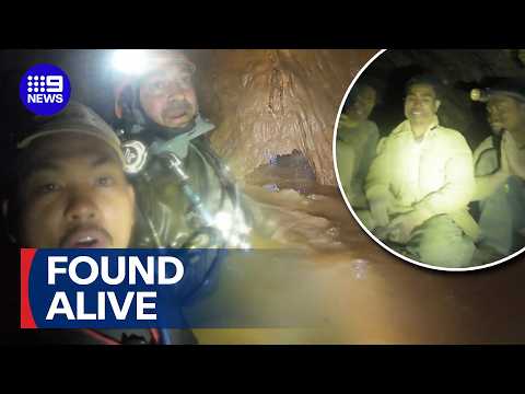 Five rescued from flooded cave in Laos, two remain trapped | 9 News Australia thumbnail