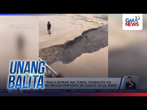 Maitim at mala-burak na tubig, dumaloy sa white sand beach papunta sa dagat sa El Nido | Unang Hirit thumbnail