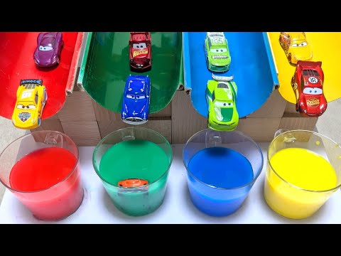 Learn colors with Disney Cars Tomica ☆ Jump off the slide into the color pool thumbnail