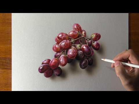 How to draw a bunch of pink grapes - Time Lapse (long version) thumbnail
