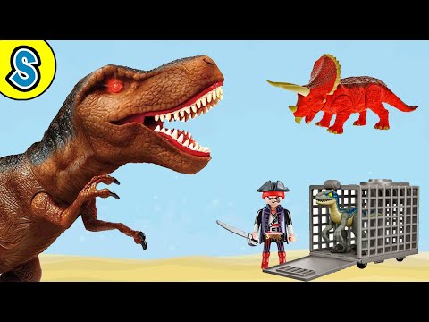 Dino Gladiator Fight | Skyheart's Dinosaurs for kids trex triceratops battle cage jurassic world thumbnail