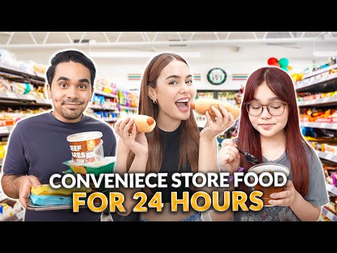 EATING CONVENIENCE STORE FOOD FOR 24HOURS! | IVANA ALAWI thumbnail