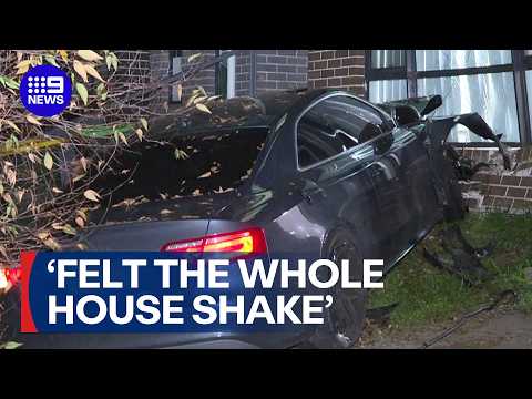 Learner driver on bail after allegedly ploughing luxury car into house | 9 News Australia thumbnail